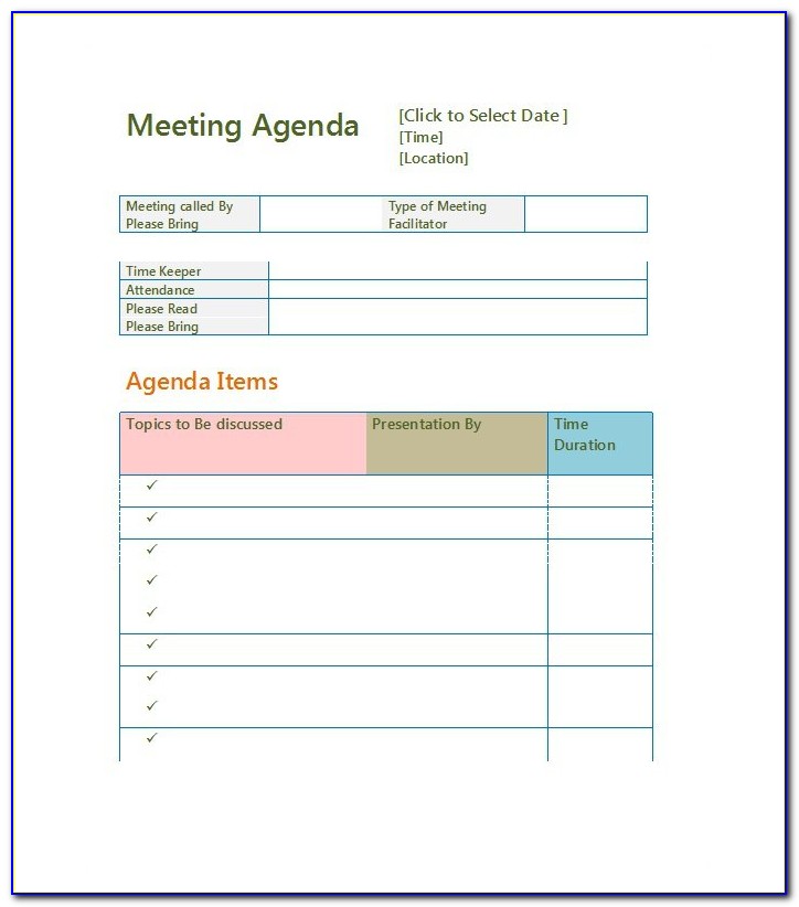 Free Agenda Template For Word