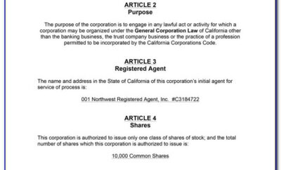 Free Articles Of Incorporation California Template