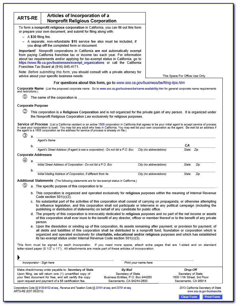 Free Articles Of Incorporation Template Download