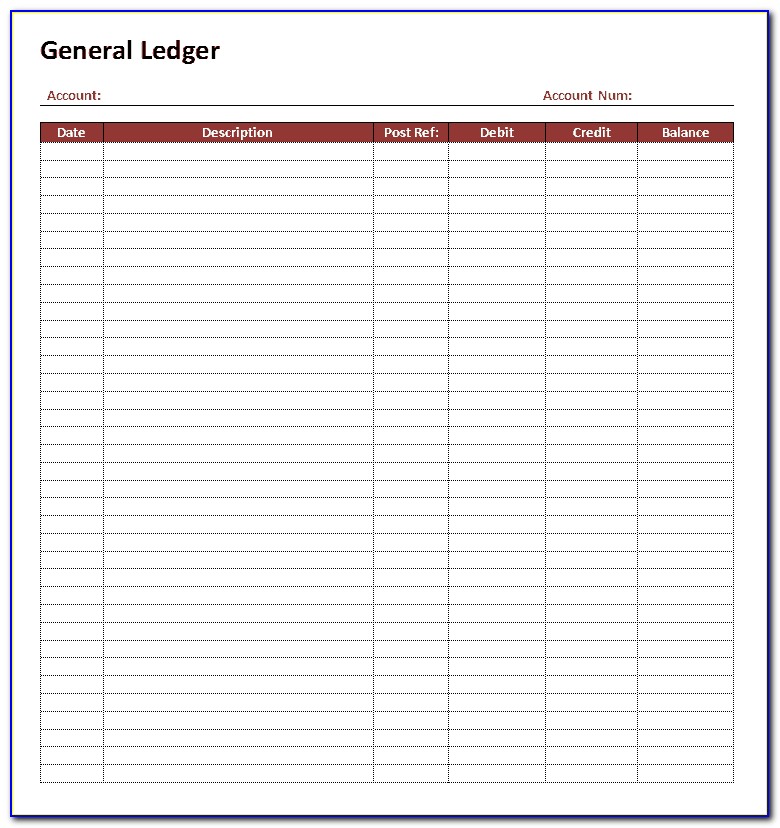 Free Bank Account Ledger Template