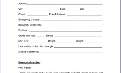 Free Basketball Camp Registration Form Template