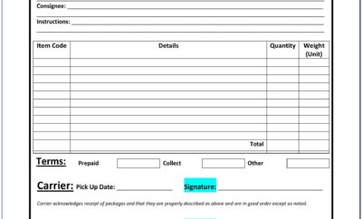 Free Bill Of Lading Form Download