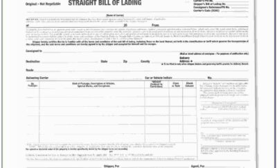 Free Bill Of Lading Form Printable