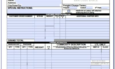 Free Bill Of Lading Template