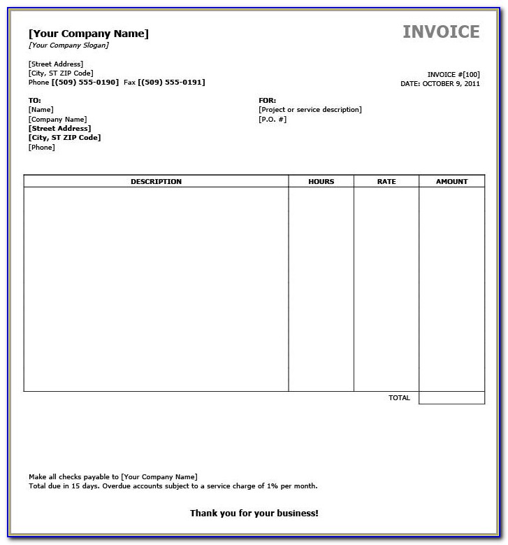 Free Billing Invoice Template Mac