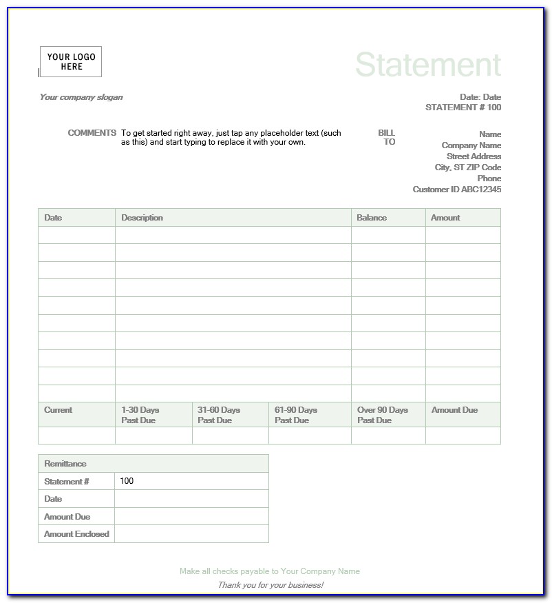 Free Billing Statement Template For Word