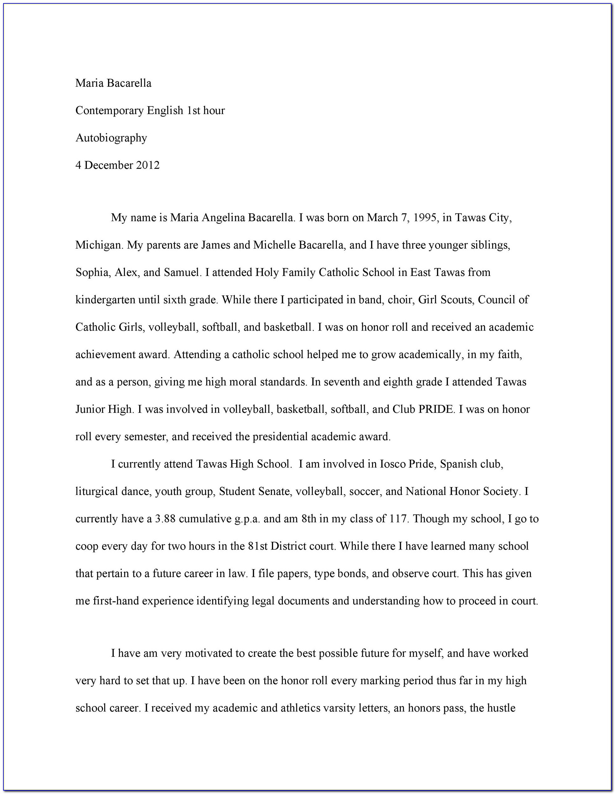 Free Biography Templates For Students