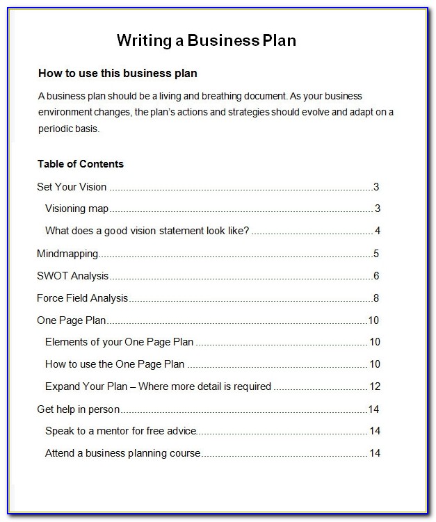 Free Business Plan Template Word Document
