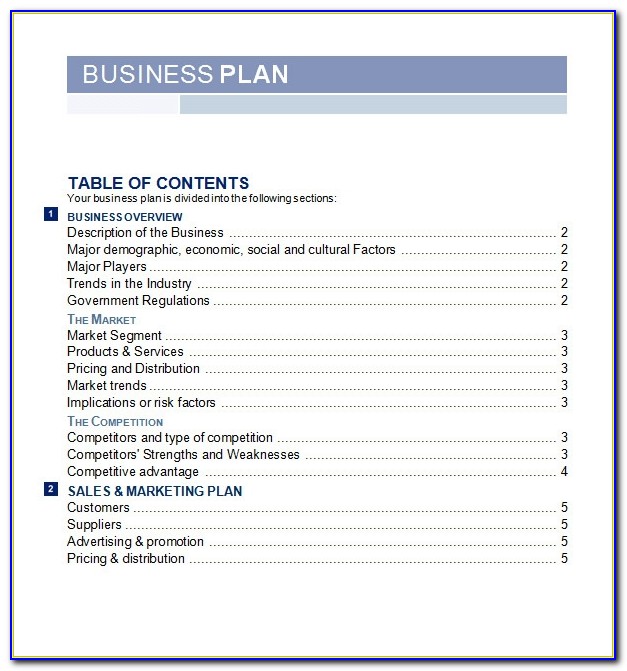 Free Business Plan Templates Word