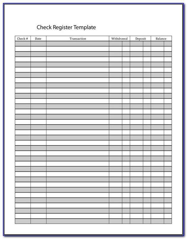 Free Checkbook Register Printable