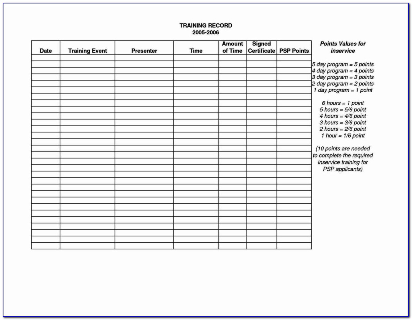 Free Excel Training Records Templates