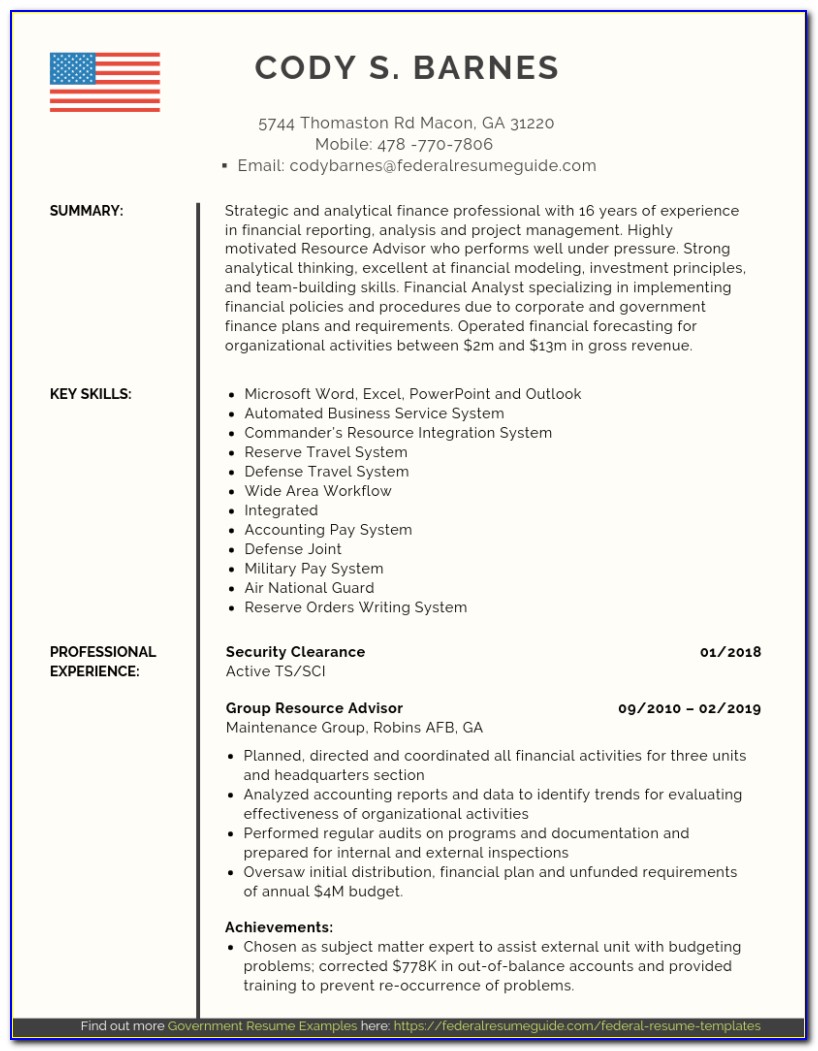 Free Federal Resume Template Word