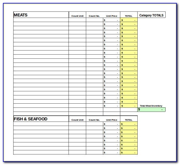 Free Food Inventory Sheet Template