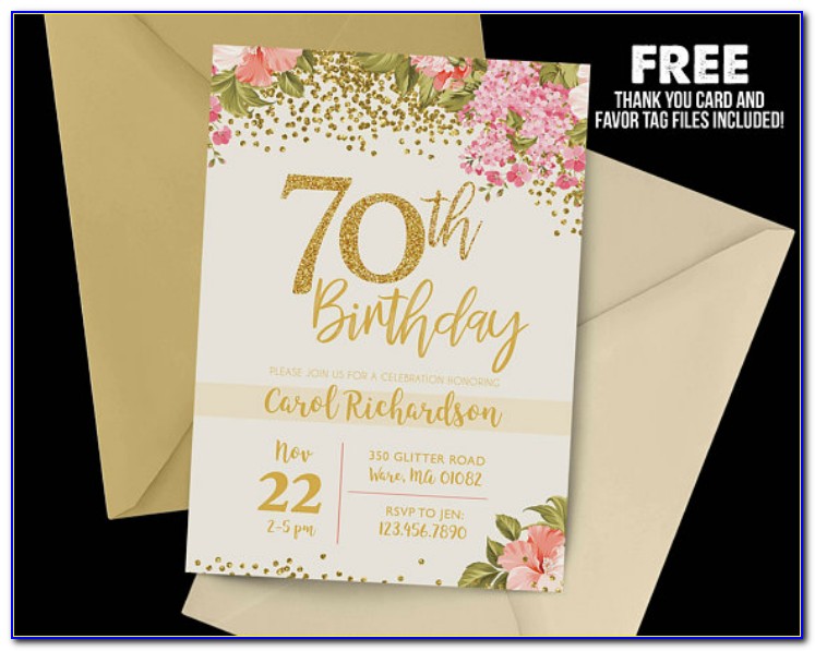 Free Online 70th Birthday Invitation Templates