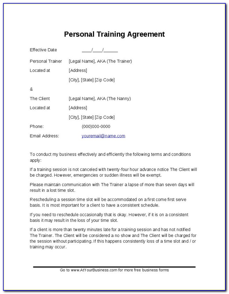 Free Personal Trainer Contract Templates