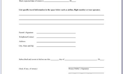 Free Printable Child Travel Consent Form Template Pdf