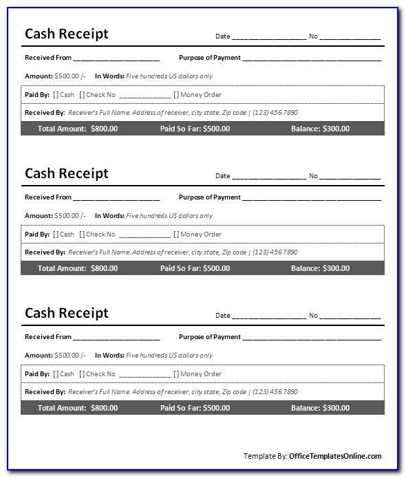 Free Sample Cash Receipt Template