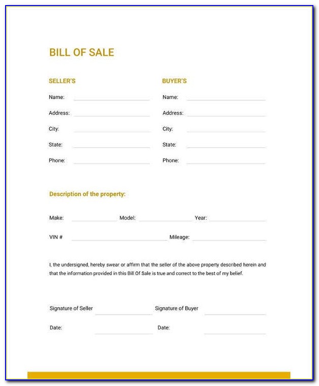Free Vehicle Bill Of Sale Word Document