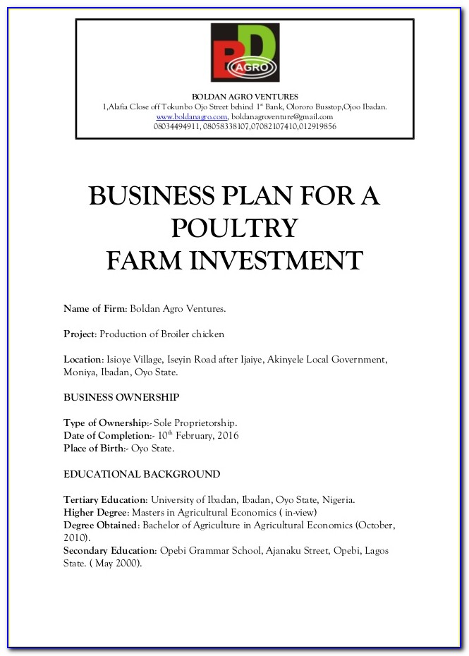 Livestock Farming Business Plan Sample Pdf