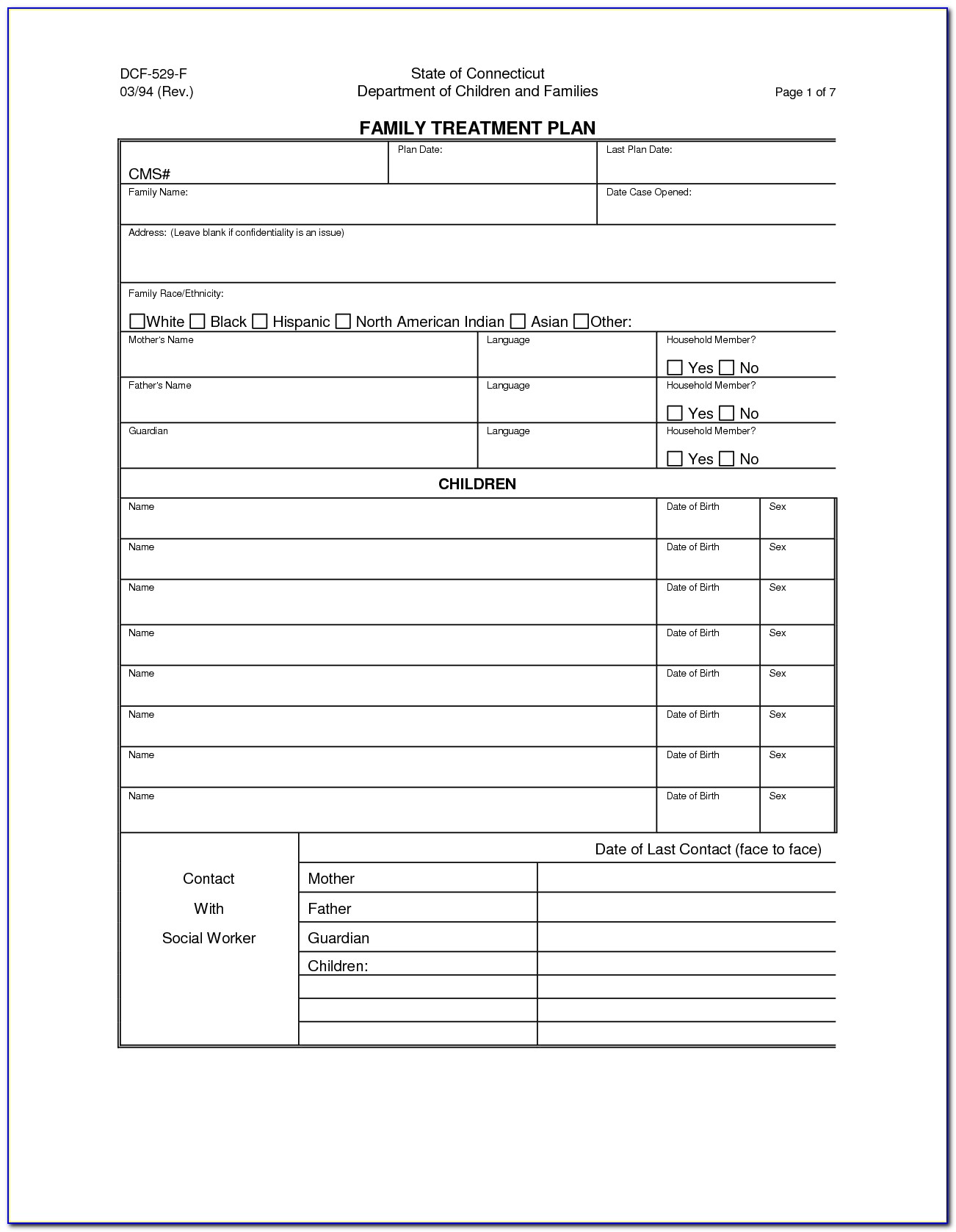Marriage And Family Therapy Treatment Plan Template