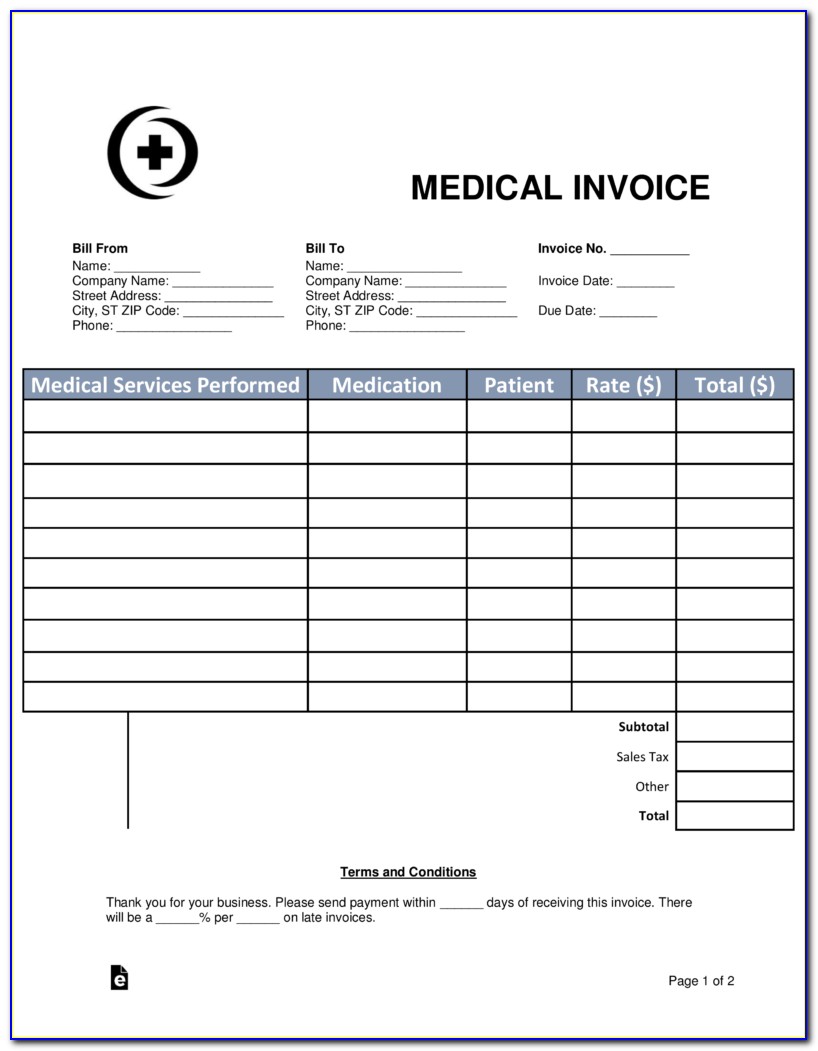 Medical Billing Invoice Templates Free