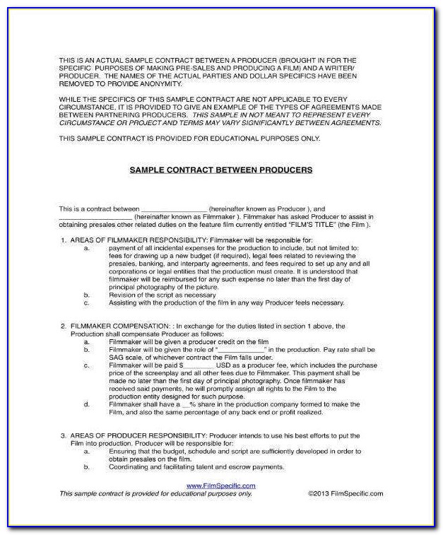 Movie Producer Contract Template