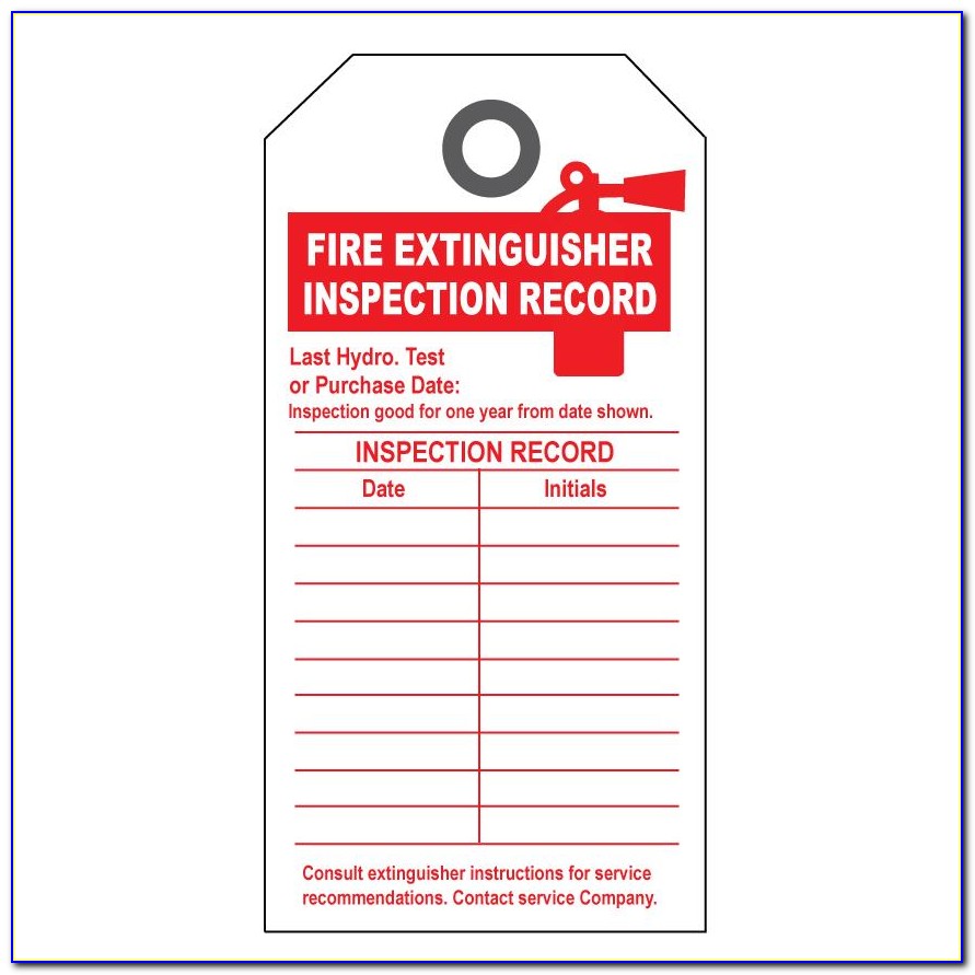 Printable Fire Extinguisher Inspection Tags Template