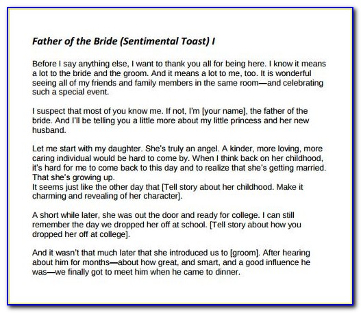Short Father Of The Bride Speeches Examples Free