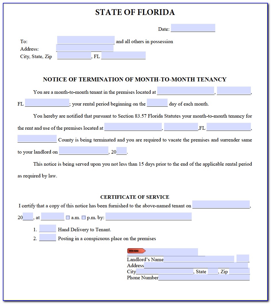 State Of Florida Eviction Notice Template