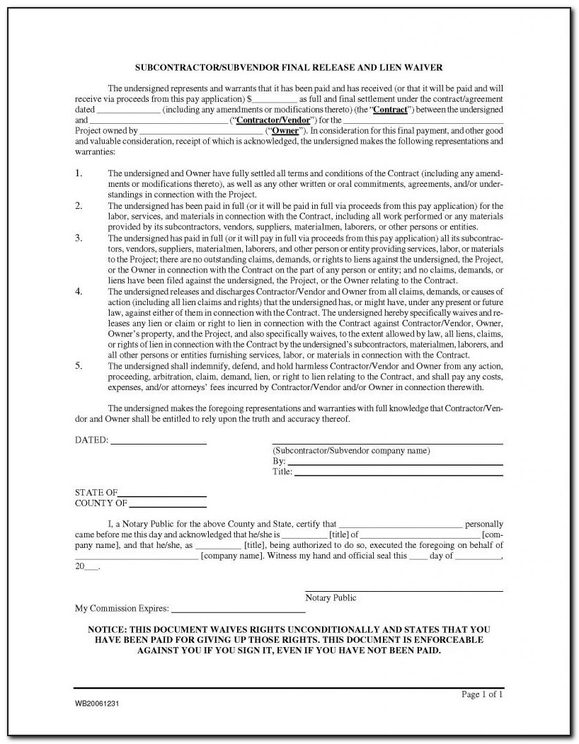 State Of Illinois Final Waiver Of Lien Form