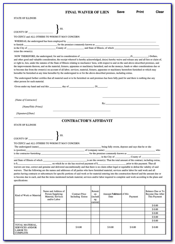 State Of Indiana Final Waiver Of Lien Form