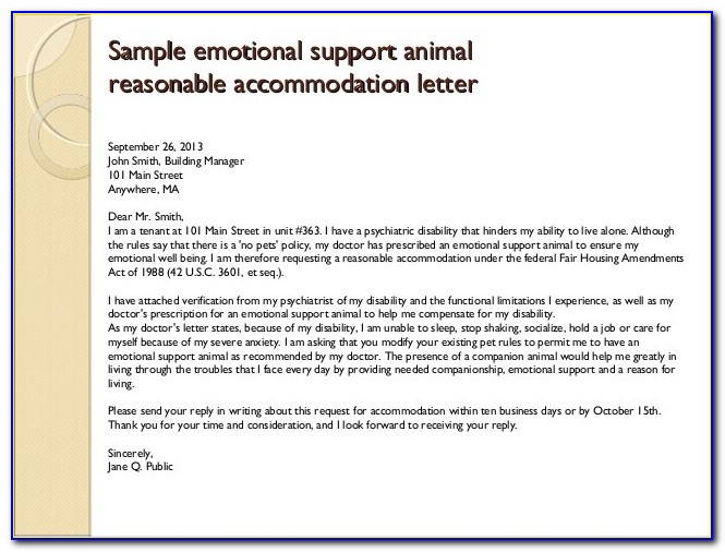 Airline Emotional Support Animal Letter Template