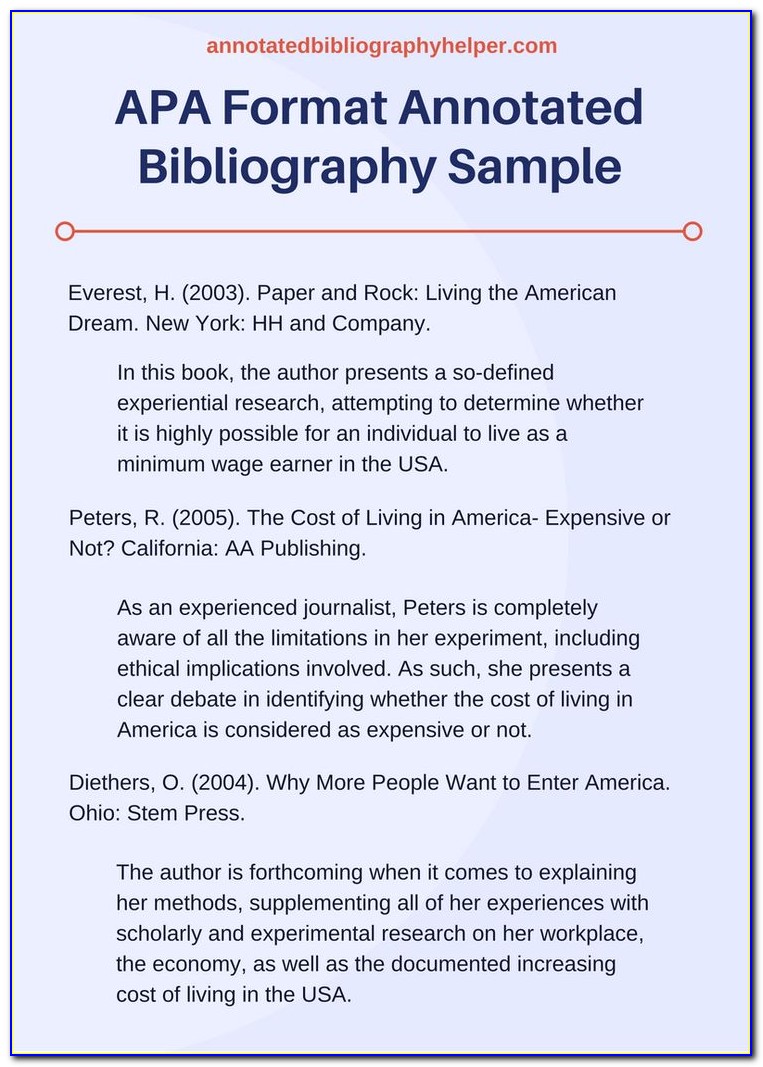 Annotated Bibliography Example Apa Format 6th Edition