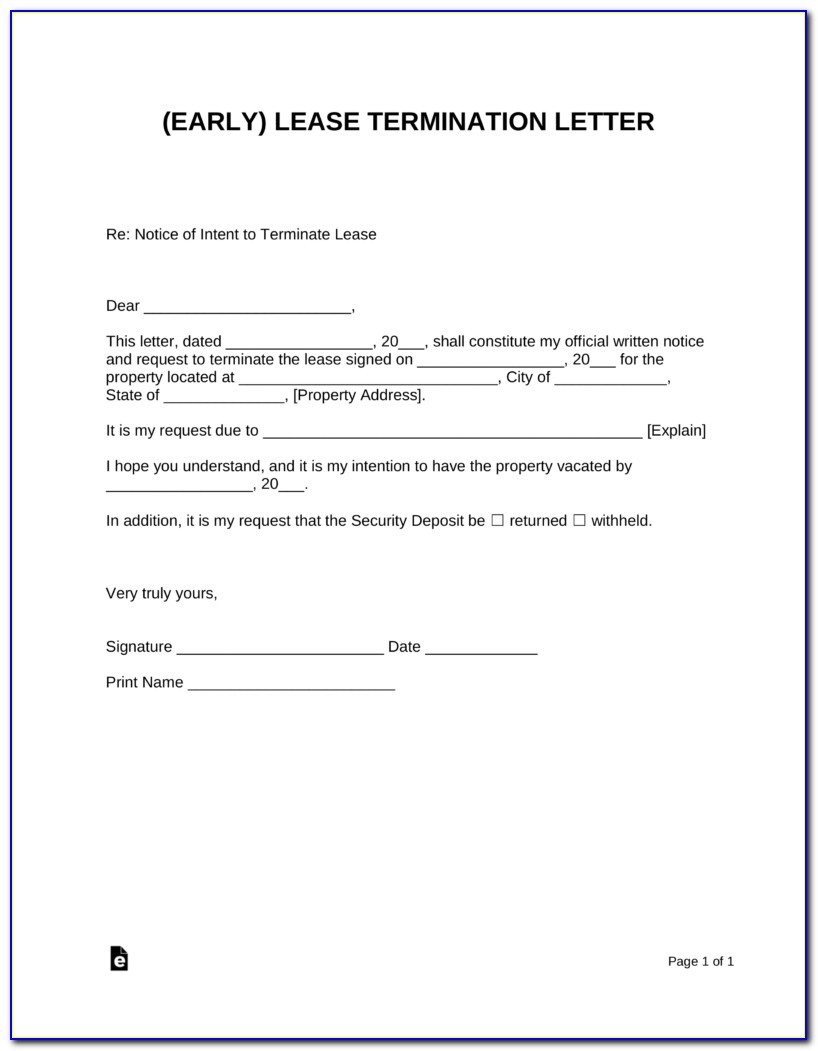 Apartment Lease Early Termination Letter Template
