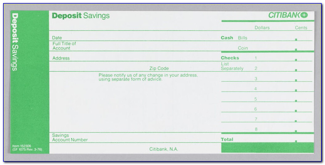 Bank Deposit Form Template Excel