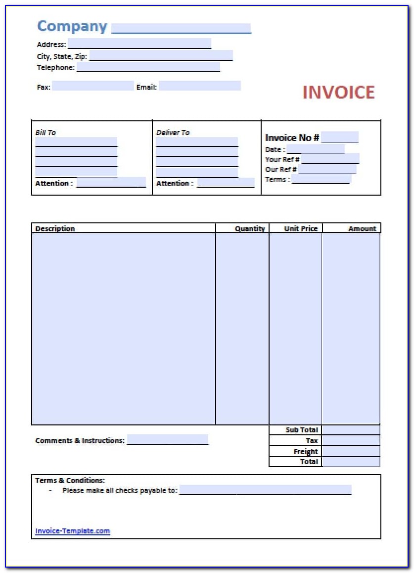 Basic Invoice Template Word Free