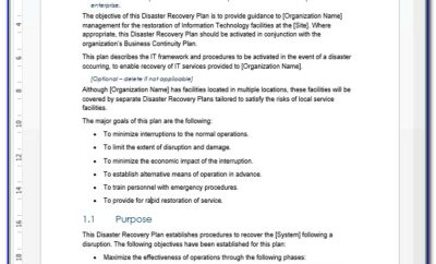 Business Continuity Disaster Recovery Plan Template Free