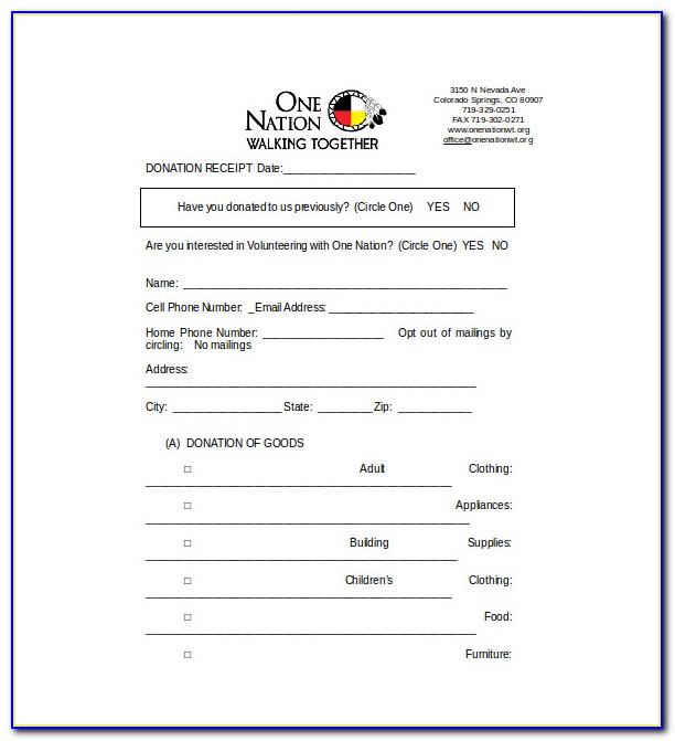 Charitable Donation Receipt Template Free