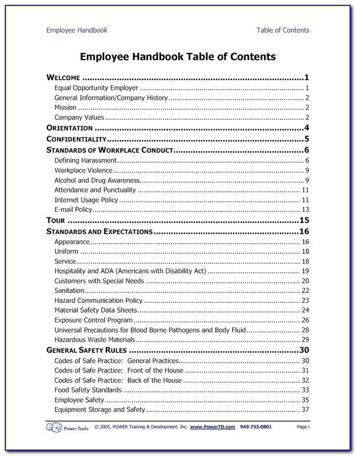 Construction Employee Handbook Template Word
