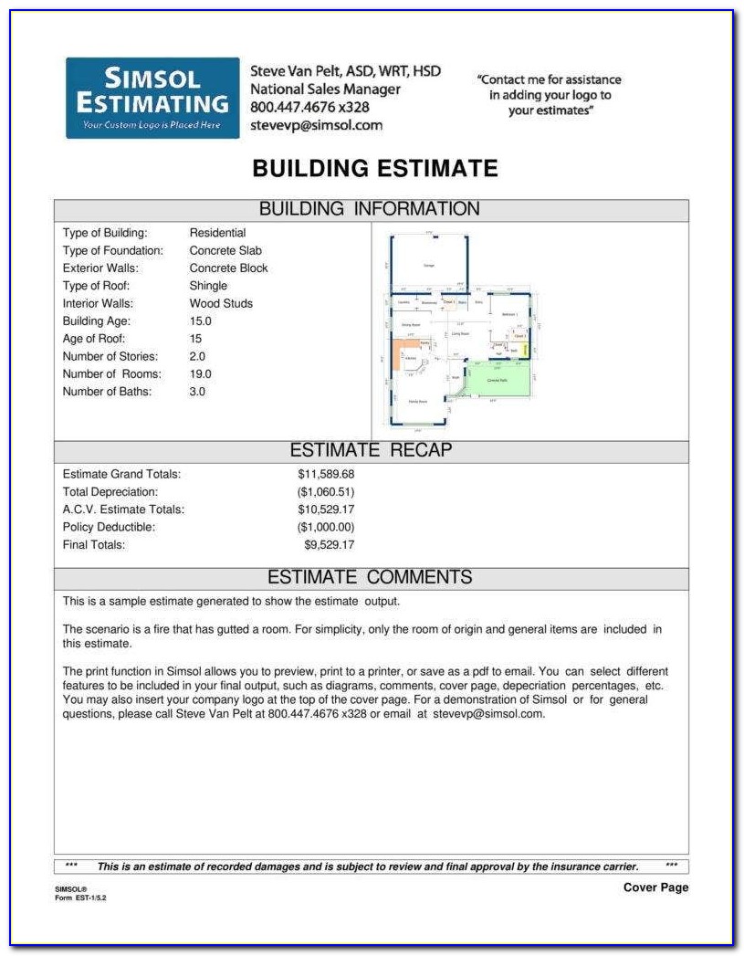 Construction Estimate Template Free Download