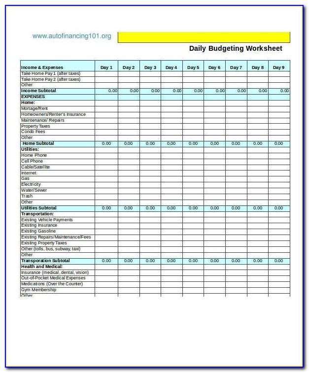 Daily Expense Templates Free