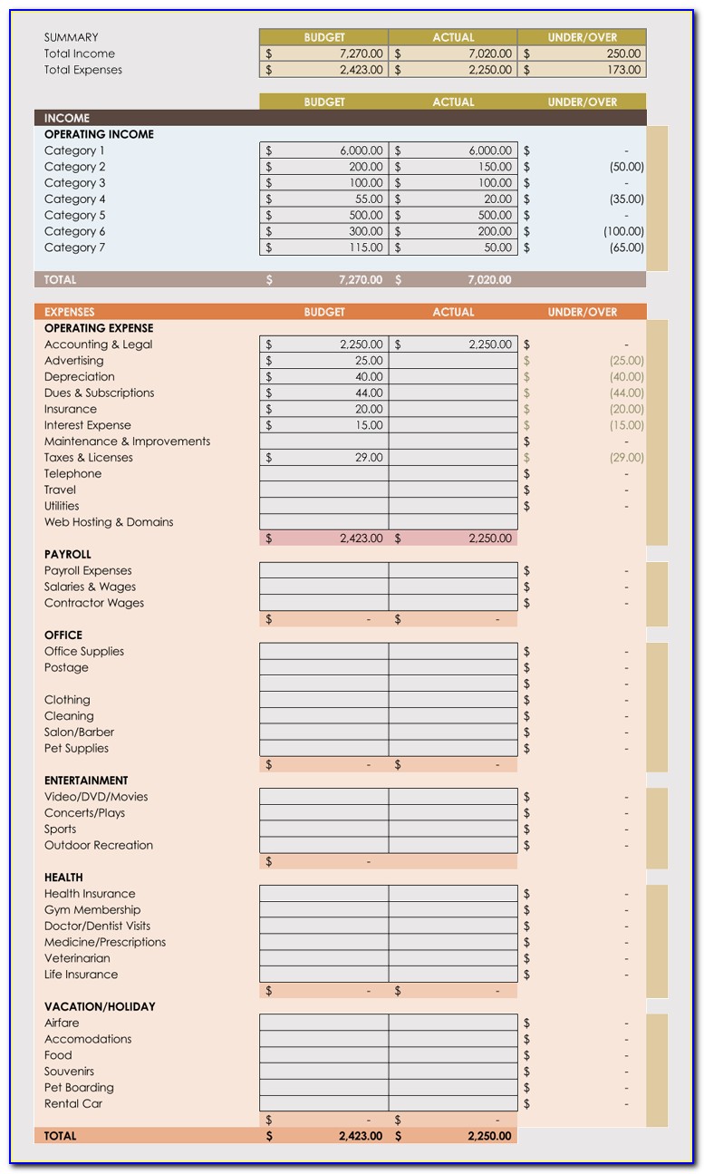Daily Expenses Tracker Excel Format