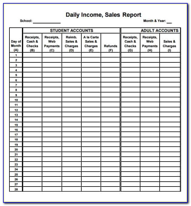 Daily Retail Sales Report Template Excel
