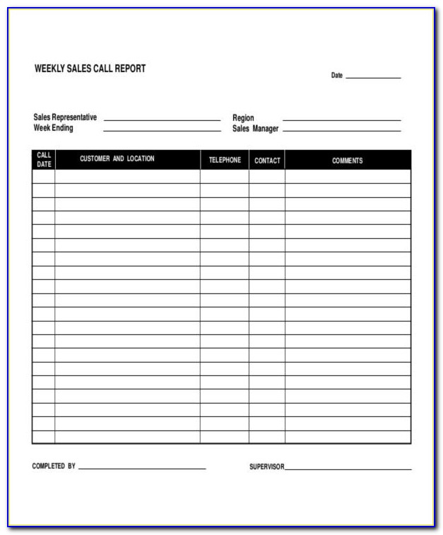 Daily Sales Call Report Template Excel