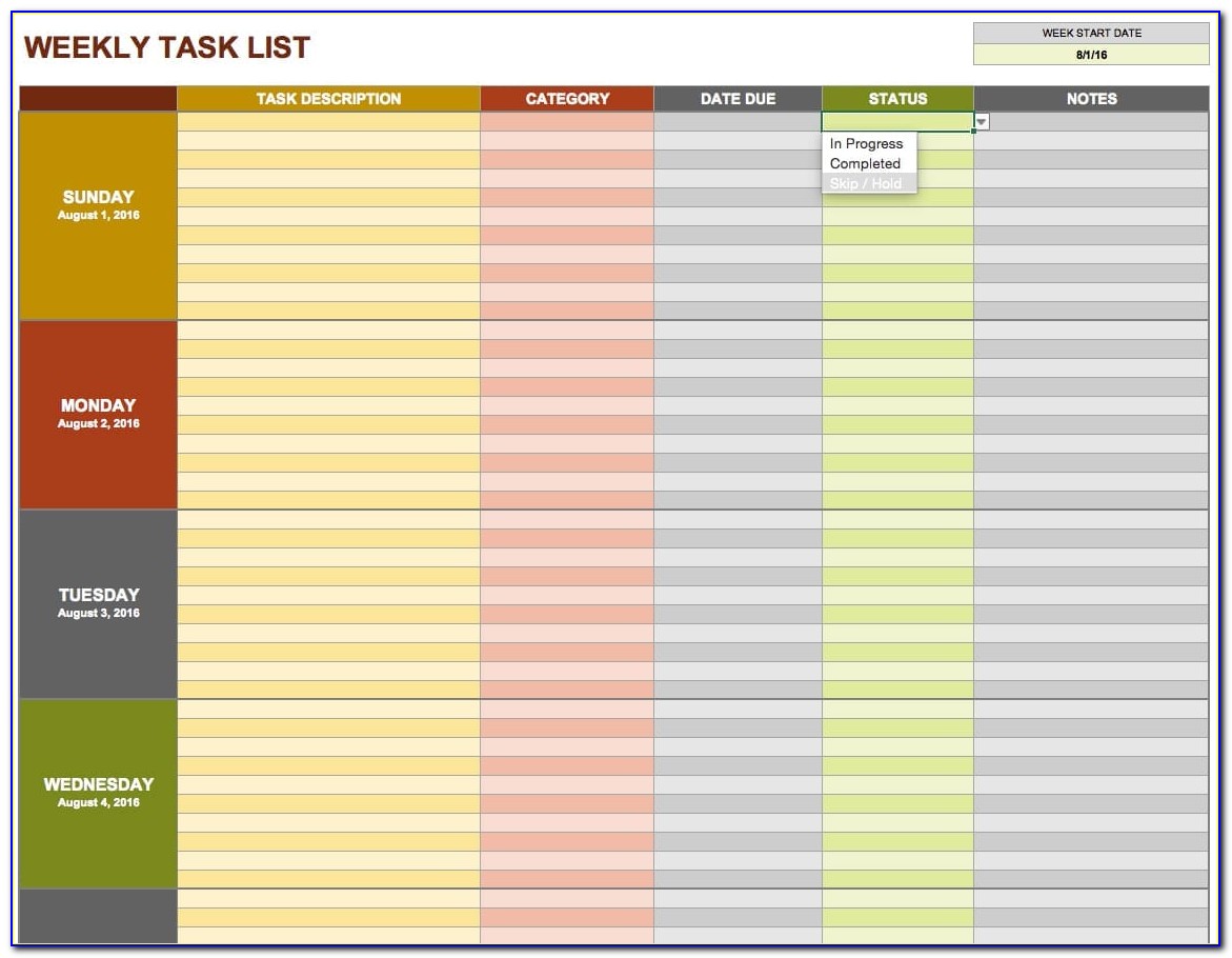 Daily Task Management Excel Template