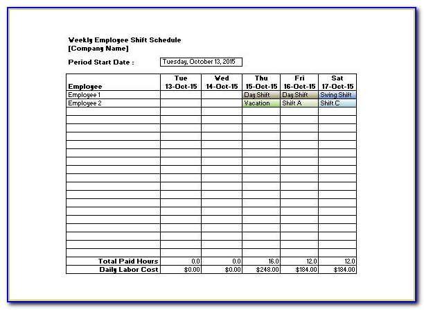 Daily Work Schedule Template Excel 2013