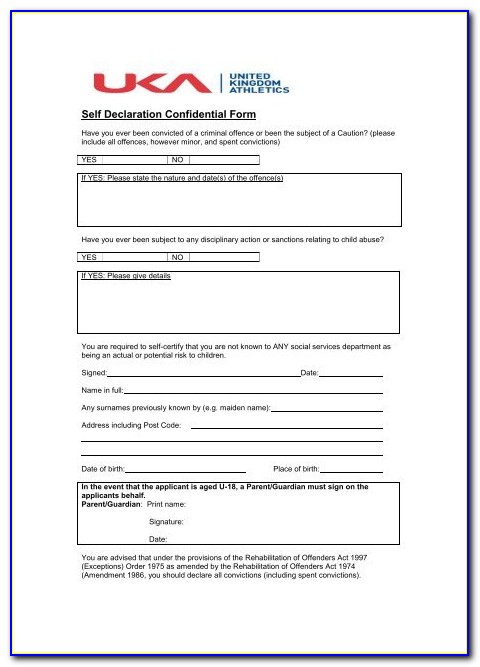 Declaration Of Confidentiality Form