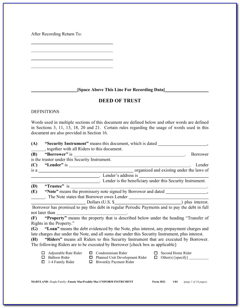 Promissory Note Secured By Deed Of Trust California Template