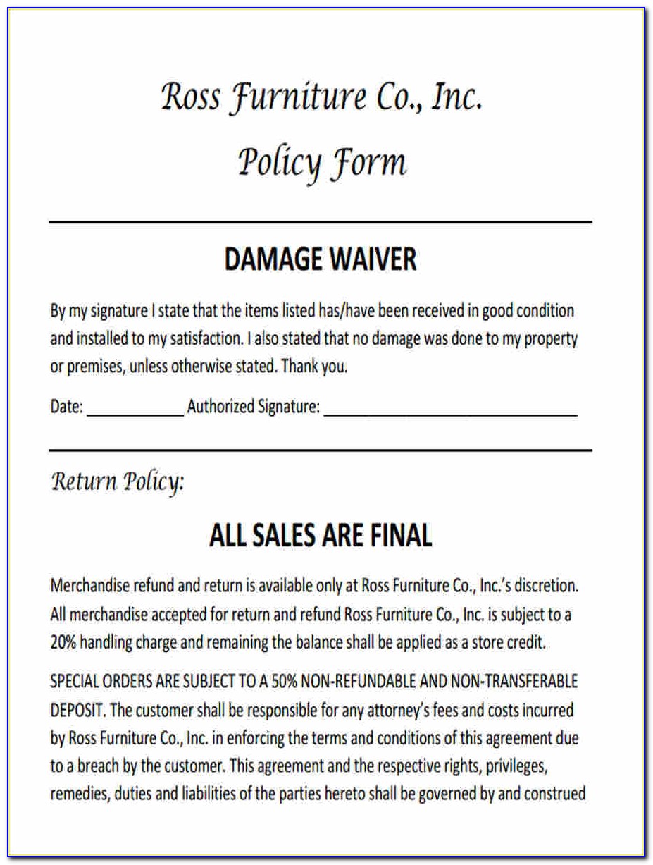 Delivery Damage Waiver Form Template