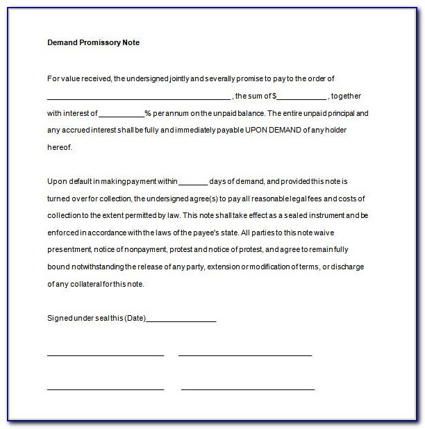Demand Promissory Note Form